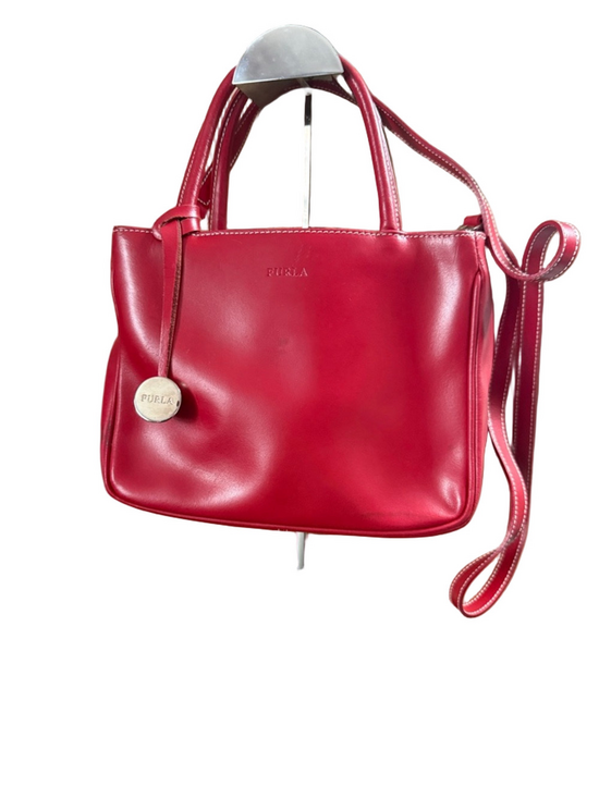 Furla Handbags - Furla Red Leather Shoulder Tote with Crossbody Strap